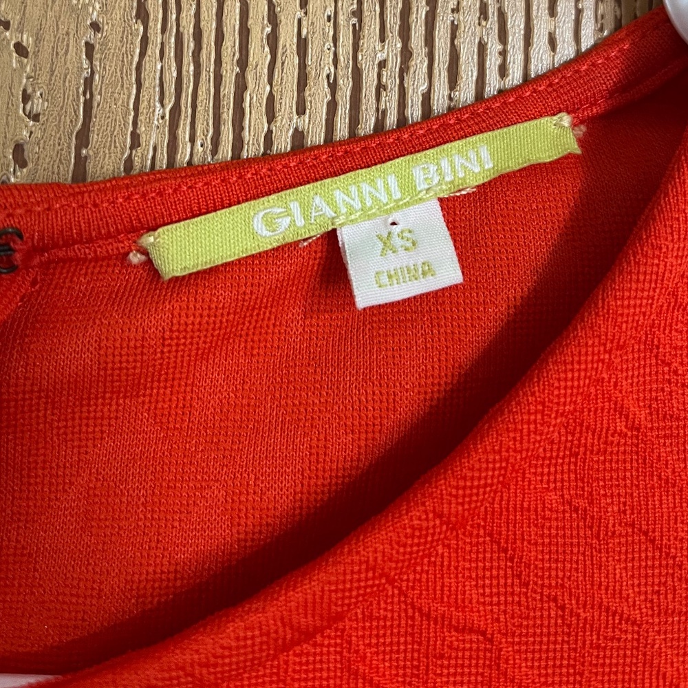 Gianni Bini Women’s Vibrant Orange Sheath Textured Dress w/ Cutout Back Sz-XS - Picture 5 of 7
